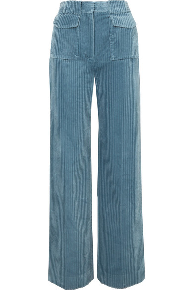 Κοτλέ γαλάζιο παντελόνι με εξωτερικές τσέπες-Victoria, Victoria Beckham