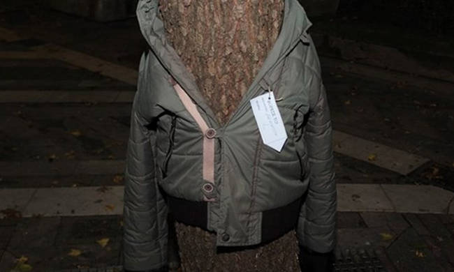Παλτό σε κορμό δέντρου
