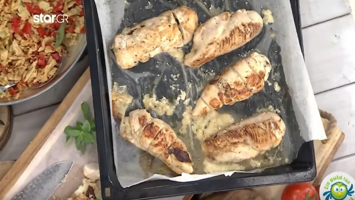Λάμπρος Βακιάρος: Ρολάκια κοτόπουλου με μοτσαρέλα, λιαστή ντομάτα και χειροποίητα ζυμαρικά