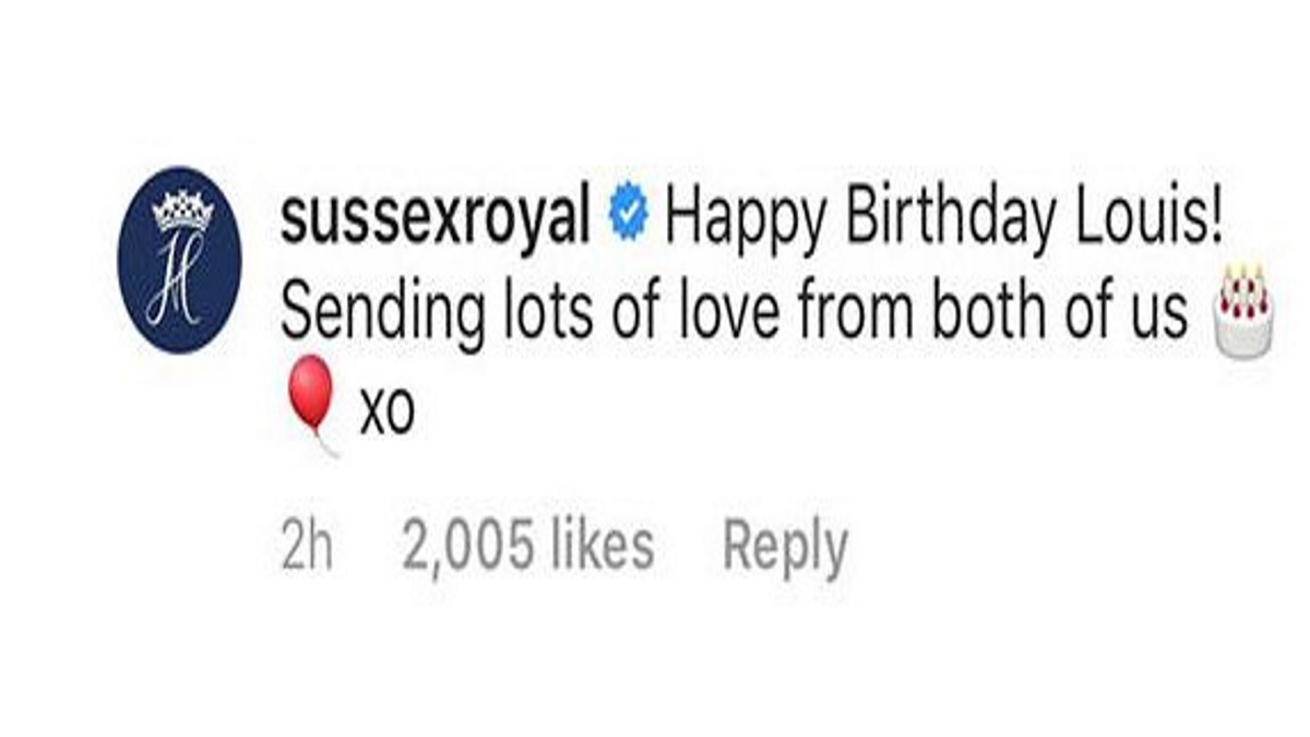 Το σχόλιο του Πρίγκιπα Harry και της Δούκισσας Μέγκαν στο Instagram για τα πρώτα γενέθλια του Πρίγκιπα Louis.
