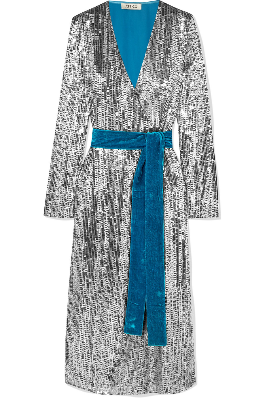 Σταυρωτό φόρεμα με βελούδινη ζώνη-Attico