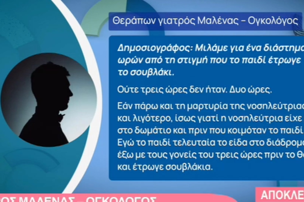 Πάτρα – Ογκολόγος Μαλένας: «Το παιδί ήταν καλά και ξαφνικά βρέθηκε πεθαμένο»