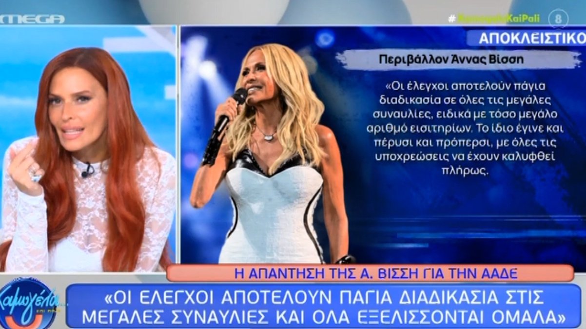 Άννα Βίσση: Η πρώτη απάντηση για τον έλεγχο της ΑΑΔΕ – «Είμαστε απολύτως νόμιμοι»